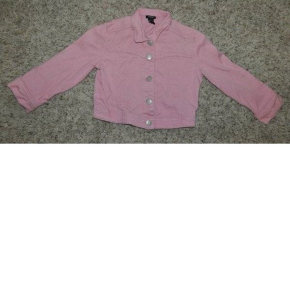 *Jean Jacket RUE 21 Small Pink Button Up Collared Long Sleeve Denim Girls - Picture 1 of 5